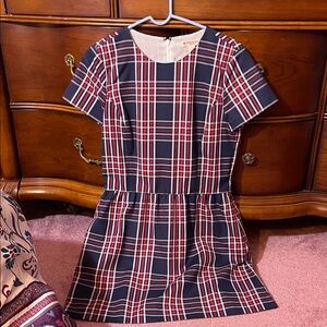 Brooks Brothers Navy and Red Plaid Casual Dress
